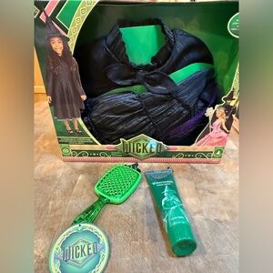 Wicked Witch Costume Kids Sz 4/6 Green Brush Watermelon Lotion Halloween Dress